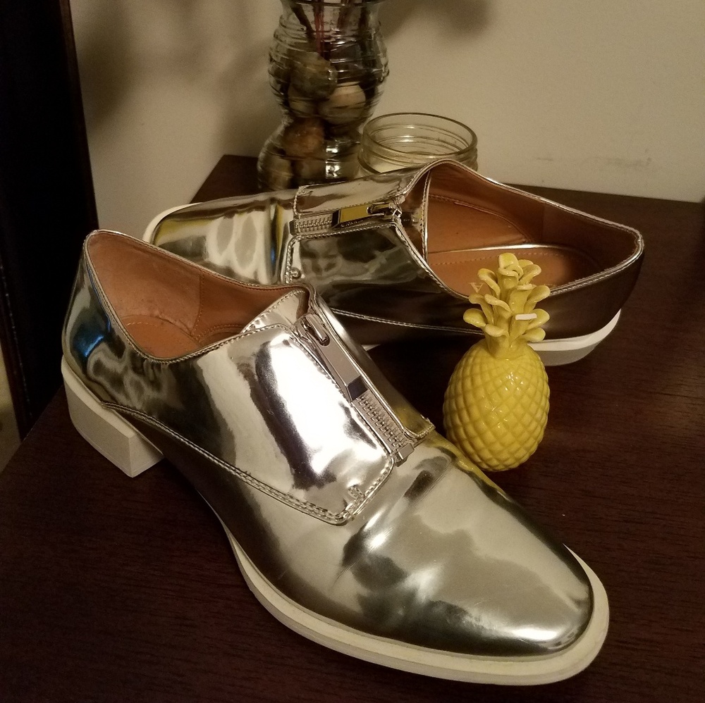 Flat Silver Zip oxfords
